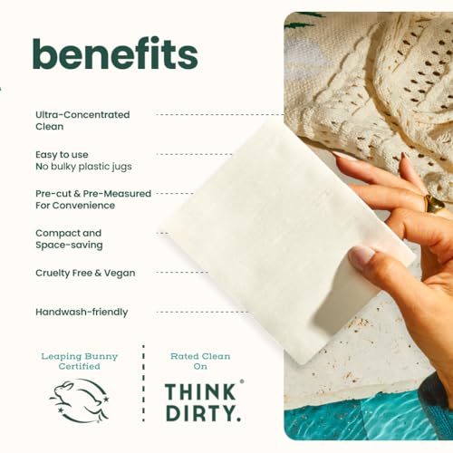 Kind Laundry Detergent Sheets with Powerful Stain-Fighting Enzymes - Biodegradable Plant Powered Eco-Friendly Laundry Soap Sheets - Home or Travel Laundry Detergent (Fragrance Free, 60 Loads)