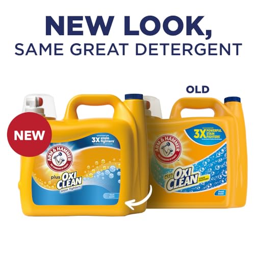 Arm & Hammer Plus OxiClean Fresh Scent, 128 Loads Liquid Laundry Detergent, 166.5 Fl oz