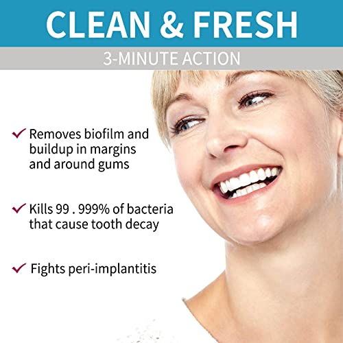 Denture Cleaner Oral Cleaning Care Fresh Breath Removing Stains Dentures Cleaning Teeth Teeth 30ml Electric Plaque Remover for Teeth with Case (Pink, One Size)