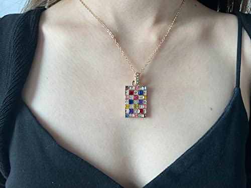 3 Pieces Fashion Noble Women Colorful Crystal Necklace Earrings Set Jewelry Pendant for Women Wedding Party Jewellery Gift