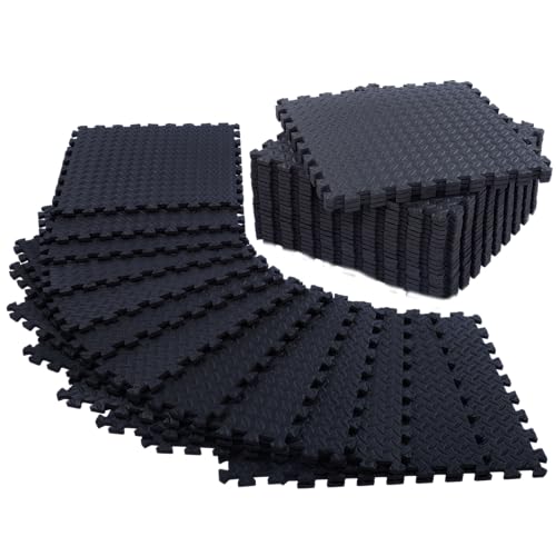 24 Pack, 96 SQFT 1/2" Extra Thick Floor Exercise Mat for Home Gym or Floor Padding for Kids - High-Density EVA Interlocking Foam Floor Tiles for Gym Equipment, Play Area - Yoga, Cardio, Weights, MMA