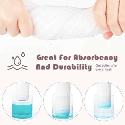 Muslin Burp Cloths Large 100% Cotton Hand Washcloths for Boys & Girls, Baby Essentials Extra Absorbent and Soft Burping Rags for Newborn Registry (White & Green, 12-Pack, 20" X10")