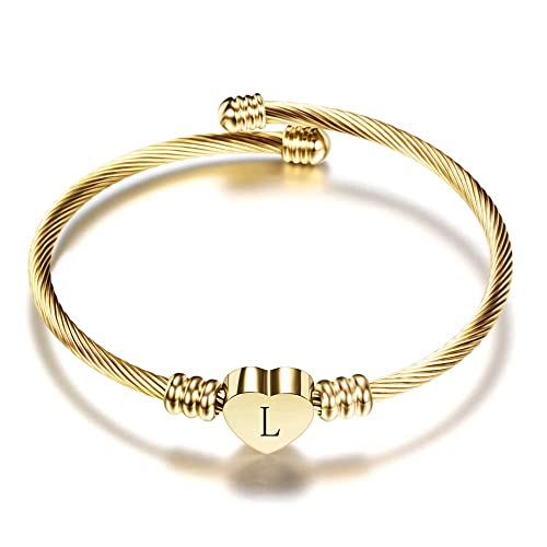 VQYSKO Gold Kids Bracelets for Girls-A to Z Stainless Steel Heart Initial Baby Girl Jewellery, Birthday Gifts for Girls