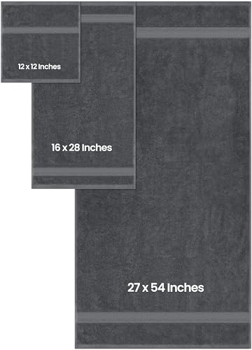 Utopia Towels 8-Piece Premium Towel Set, 2 Bath Towels, 2 Hand Towels, and 4 Wash Cloths, 600 GSM 100% Ring Spun Cotton Highly Absorbent Towels for Bathroom, Gym, Hotel, and Spa (Grey)