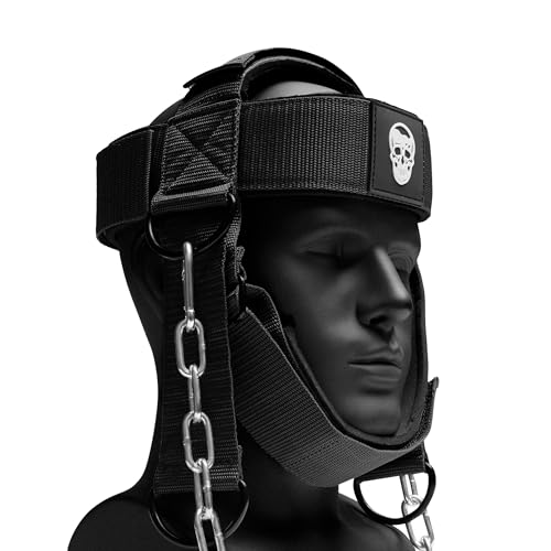Gymreapers Neck Harness, Improve Neck Strength and Reduce Neck Pain - Neck Trainer with 29” Heavy Duty Stainless Steel Chain, Adjustable Neoprene Strap, Neck Harness for Gym & Home Use