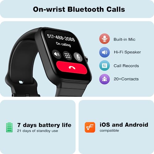 Fitpolo Smart Watch for Men Women,1.8" Touchscreen Fitness Tracker Bluetooth Call Alexa SpO2 Heart Rate Monitor Sleep Calorie Step Counter Waterproof Activity Tracker and Smartwatch for Android iPhone