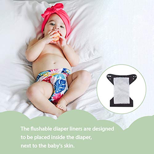 ALVABABY Diaper Liners 4 Rolls for Baby Cloth Diaper 11.8 x 7.1 Inch Disposable Natural Soft Compostable Fragrance Free and Chlorine Free 400 Sheets