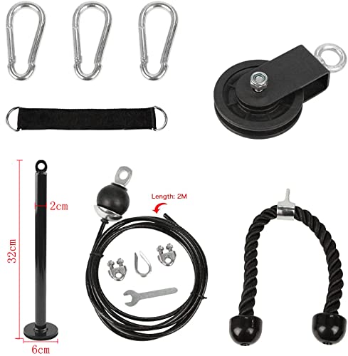 LFJ LAT Pull Down and Lift Weight Pulley System Cable Machine Pulley Attachment for Triceps Pull Down, Biceps Curl, Back, Forearm, Shoulder Home Gym Equipment