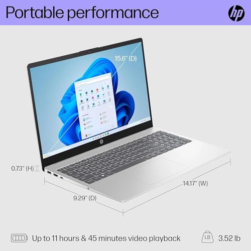 hp Newest 15.6" Anti-Glare HD Laptop, Intel Quad-core Processor, 16GB RAM, 128GB SSD+ 128GB USB Storage, Up to 11 hrs Long Battery, Win11 S, Silver