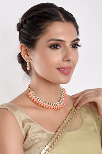 Efulgenz Indian Jewelry Sets for Women Bollywood Jewelry Indian Jewelry Cubic Zirconia CZ Crystal Choker Necklace Drop Earrings Set for Women