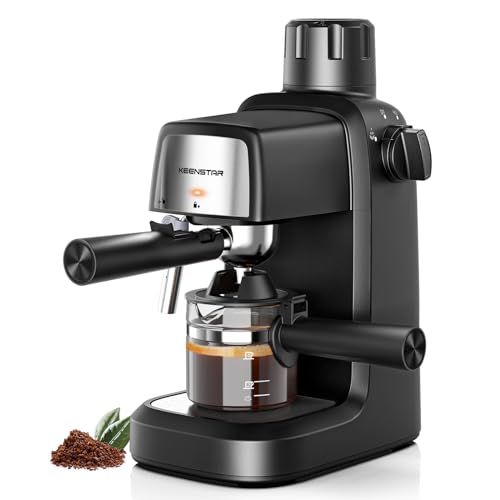 Coffee Machine, 3.5 Bar Espresso Cappuccino Machine, 800W with Milk Frother - 4 Cup Portable Coffee Maker for Latte, Cappuccino, Gift for Coffee Lover