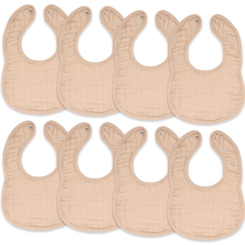 Comfy Cubs Muslin Baby Bibs, Drool Bibs, 100% Cotton Adjustable with Easy Snaps, Teething & Drooling, Soft & Absorbent