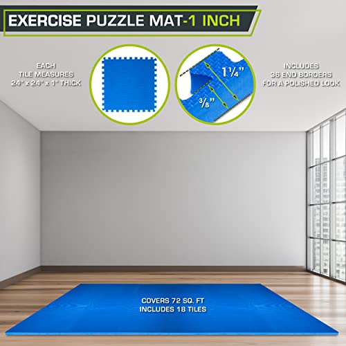 ProsourceFit Extra Thick Puzzle Exercise Mat, EVA Foam Interlocking Tiles for Protective, Cushioned Workout Flooring for Home and Gym Equipment