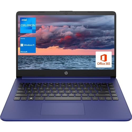 HP Portable Laptop, Student and Business, 14" HD Display, Intel Quad-Core N4120, 8GB DDR4 RAM, 64GB eMMC, 1 Year Office 365, Webcam, SD Card Reader, HDMI, Wi-Fi, Windows 11 Home, Blue, KKE Mousepad
