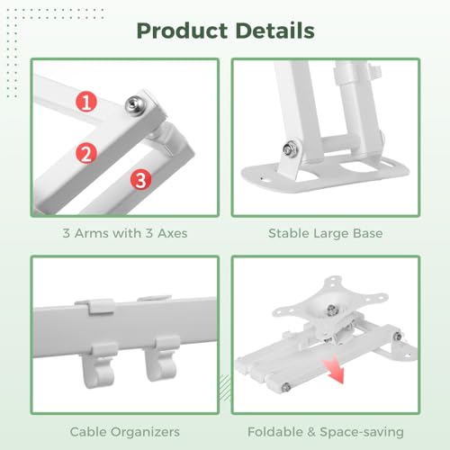 Full Motion Wall Mount for Echo Show 15, Monitor Wall Mounting Bracket for 15-28 Inch Monitors TVs, Swivel and Tilt 360 Rotate Wall Mount for Alexa Echo Show 15, Adjustable and Extendable