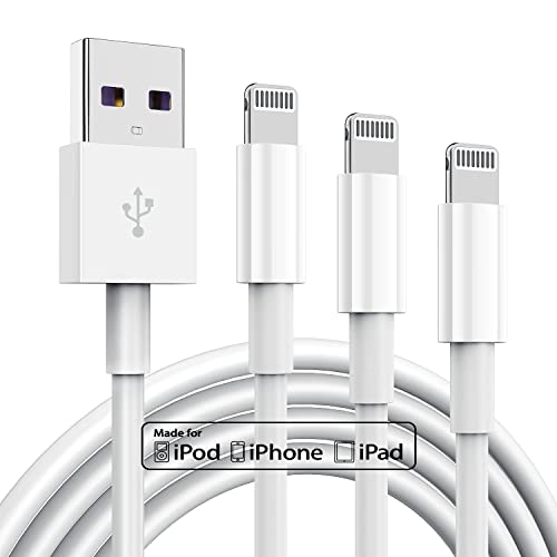 3 Pack Apple MFi Certified Charger Cable 6ft, Lightning to USB Cable Cord 6 Foot, 2.4A Fast Charging,Apple Phone Long Chargers for iPhone 13/12/11/11Pro/11Max/ X/XS/XR/XS Max/8/7/6