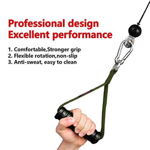 Heavy Duty Gym Exercise Handles Attachment for Cable Machine,Resistance Band,Pulley System Home Fitness Workout Equipment, with Elastic Rubber Grip and 2 Large Carabiners
