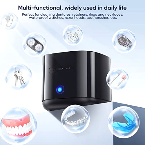 Ultrasonic Cleaner for Dentures, Odotoino 25W Professional Ultrasonic Cleaner Machine for all Dental, Retainer, Aligner, Braces, Mouth Guards, Toothbrush Head, Shaver Head, Jewelry, Black