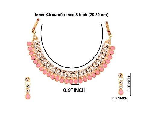 Efulgenz Indian Jewelry Sets for Women Bollywood Jewelry Indian Jewelry Cubic Zirconia CZ Crystal Choker Necklace Drop Earrings Set for Women
