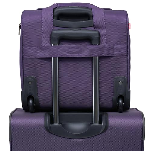 TPRC 15-Inch Smart Under Seat Carry-On Luggage with USB Charging Port, Telescoping Handles, Purple, Underseater