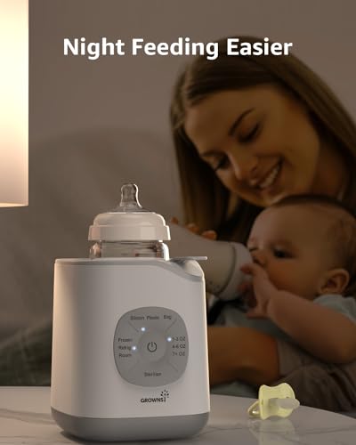 Bottle Warmer, GROWNSY Baby Bottle Warmer Fast for Breastmilk & Formula, Accurate Temperature Control, Milk Warmer for All Bottles with Thaw, Sterilizing, Keep Warm, Heat Food