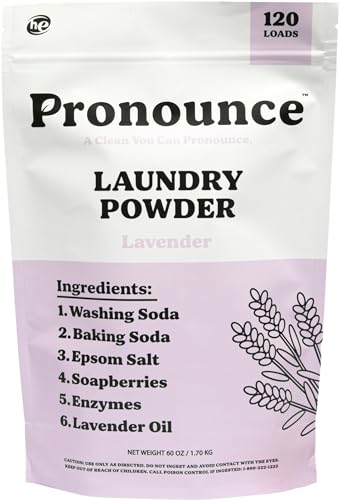 Laundry Detergent Powder Alternative | Non-Toxic, Eco-Friendly, Natural for Sensitive Skin, Eczema, and Babies. Stain + Smell Fighting. HE Safe (Lavender, 120 Loads)