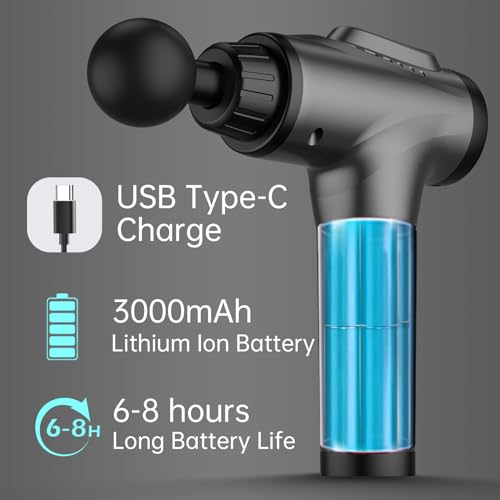 Massage Gun, Muscle Massage Gun for Athletes Handheld Electric Deep Tissue Back Massager, Percussion Massage Device for Pain Relief with 30 Speed Levels 9 Heads