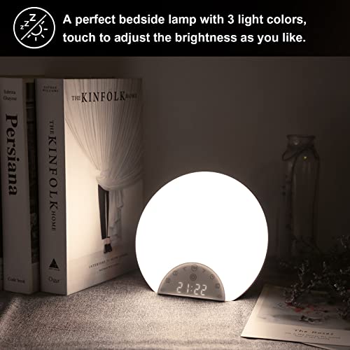 Sunrise Alarm Clock Wake Up Light for Kids, Adults, Heavy Sleepers with Dual Alarms, Snooze, Sleep Aid with 7 Nature Sounds for Bedrooms with 8 Colors Night light, FM Radio, Gift Ideas