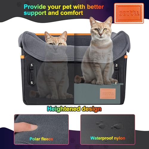 Dog Car Seat - Dog Bed for Small Dogs Waterproof Booster Seat Clip-on Harness and Thick Memory Foam Padding Pet Travel Bed Small Dog Car Seat Cover for Back Seat Dog Car Seat Bed