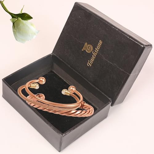 Touchstone Copper Healing Bracelet Tibetan Style. Hand Forged with Solid and High Gauge Copper Jewelry Cuff for Women Men. Combo of Different Designs