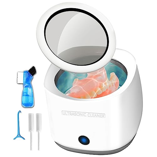 Ultrasonic Cleaner 30W for Dentures, Retainer, Mouth Guard, Aligner, Whitening Trays, Professional Dental Ultrasonic Cleaner Machine 180ml for All Dental Appliances, Jewelry, and More