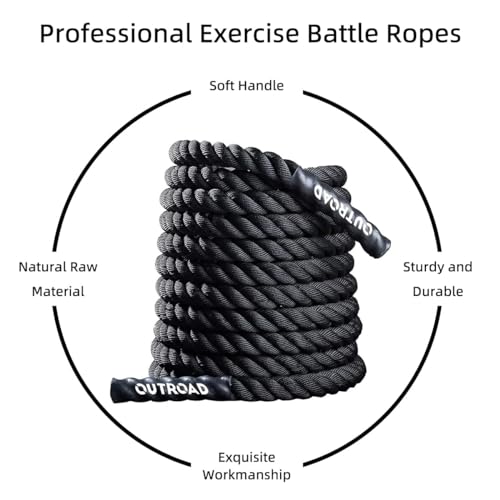1.5" Diameter 30ft Battle Rope Battle Ropes for Exercise Workout Rope Exercise Rope Battle Ropes for Home Gym Heavy Ropes for Exercise Training Ropes for Working Out