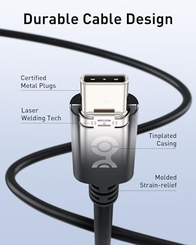 Cable Matters [USB-IF Certified 240W USB C Cable 3.3 ft in Black for MacBook Pro, iPad Pro, iPhone 15 Pro, Apple Vision Pro (140W USB C Charger Cable, USB C Charging Cable, USB 2.0, No Video)