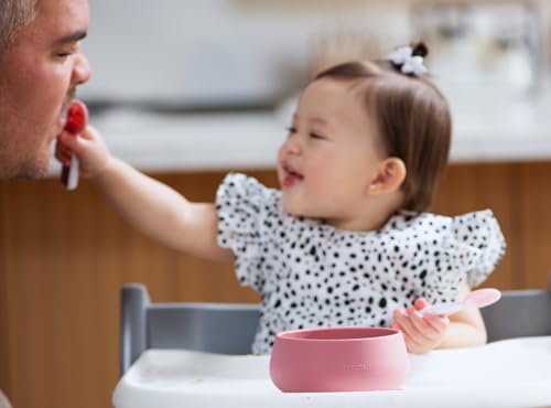 NumNum Suction Bowls | Extra Strong Suction | Non-Slip Design | Durable 100% Food Grade Silicone BPA-Free | for Babies & Toddlers 4 months+, 2 Baby Bowls (Mauve/White)