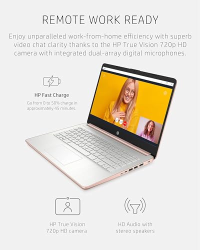 HP Stream 14-inch Laptop for Student and Business - Intel Quad-Core Processor, 16GB RAM, 320GB Storage (64GB eMMC + 256GB Card), 1-Year Office 365, Webcam, 11H Long Battery Life, Wi-Fi, Win11 H in S