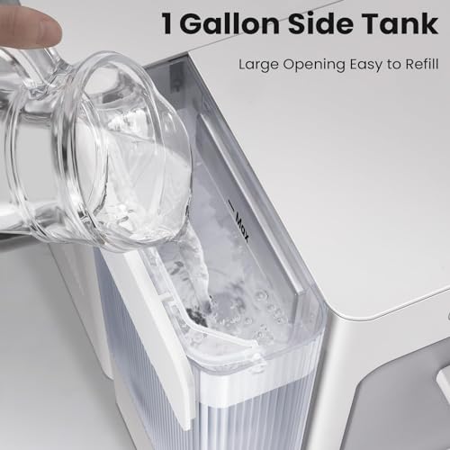 Gevi Adella Nugget Ice Maker Countertop, Chewable Pellet Ice Machine with Portable Ice Basket Large Side Tank Self-Cleaning for Home Kitchen Office Party Mother Gift, White (Adella)