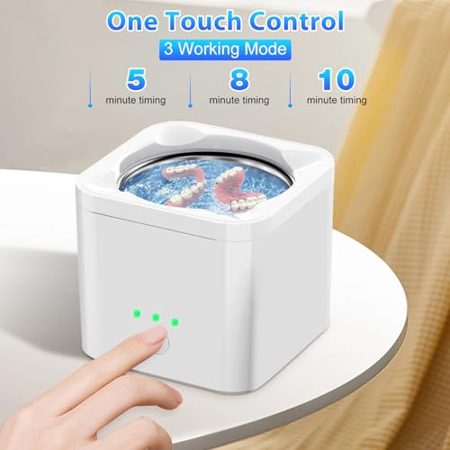 Ultrasonic Cleaner for Retainer, Denture, Mouth Guard, Aligner, 45kHZ Jewelry Cleaner Ultrasonic Machine 200ML Portable Retainer Cleaner for All Dental Appliances, Jewelry