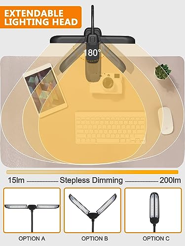 Vekkia Folding Music Stand Light, Portable 42 Led Rechargeable Super Bright Clip On Piano Lamp, Professional 5 Brightness×3 Color Temperature, Perfect for Grand Piano, Book Reading.