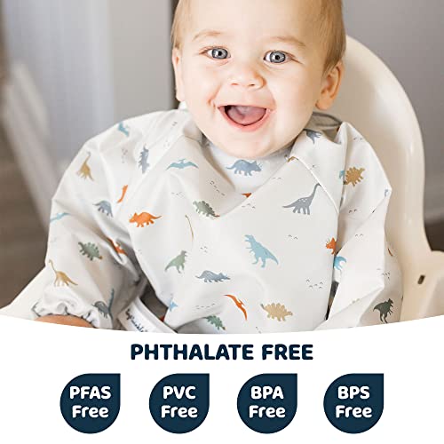Tiny Twinkle Mess Proof Baby Bib, Full Sleeve Bib Outfit, Waterproof Bib for Toddlers, Machine Washable, Tug Proof Closure