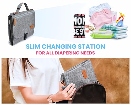 Portable Changing Pad with Shoulder Strap - Detachable Travel Changing Pad - Baby Shower Gifts - Fully Padded & Lightweight - Baby Boy Gifts - Diaper Changing Pad - Changing Mat 27"x22"