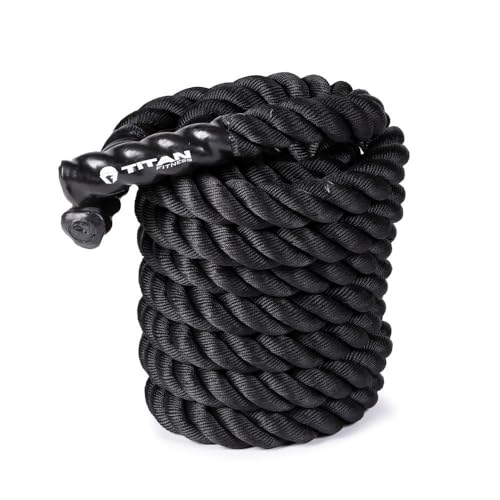 Titan Fitness Battle Rope 40ft x 2in, Poly Dacron Heavy Rope for Home Gym Conditioning Workouts, Cross-Train, Strength Training Exercises