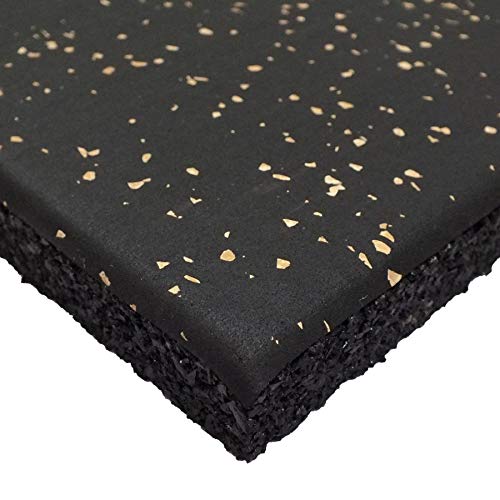 Genaflex Pro Heavy Duty Thick Rubber Gym Floor Tiles High Density Shock Absorbent Laminated Deadlift Mats - 1" Thick X 20" W X 20" L - 2.7 Sq. Ft.