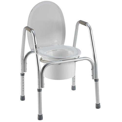 PCP Raised Toilet Seat with Safety Frame Bedside Commode and Elevated, White