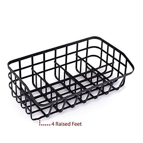 Tea Bag Organizer Caddy - Metal Tea Box Storage Holder for Tea, Cups, Pods, Packets, Condiment Accessories - Black