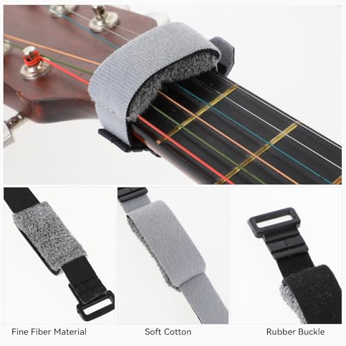 3pcs Bass Guitar String Mute Damper Guitar String Cover Adjustable Bass Mute Silencer Guitar Noise Reducer Dampener Fretboard Muting Straps Cotton Guitar Fret Wrap Mute Guitar Accessories, Gray