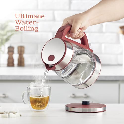 Speed-Boil Water Electric Kettle, 1.7L 1500W, Coffee & Tea Kettle Borosilicate Glass, Wide Opening, Auto Shut-Off, Cool Touch Handle, LED Light. 360° Rotation, Boil Dry Protection