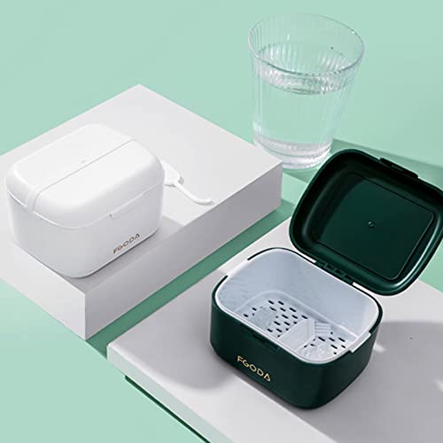Denture Bath Box Case False Teeth Storage Box With Hanging-Net Container Denture Organizer Teeth Care Tool Appliance Container Portable Case Plastic Retainer Organizer Snap