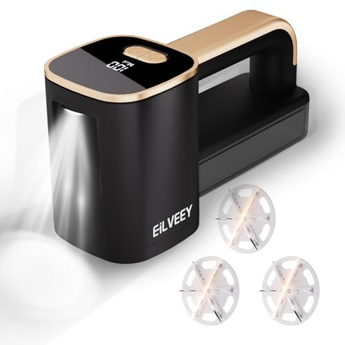 Rechargeable Lint Remover, Fabric Shaver Fuzz Remover, Sweater Shavers with 6-Leaf Blades, 3-Speeds Digital LED Display to Remove Pilling for Clothing and Furniture, Fuzz, Lint Ball, Black