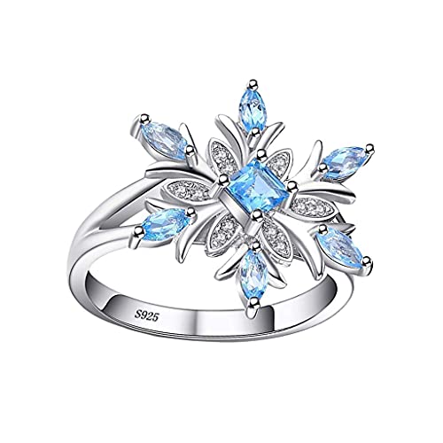 1X Women Jewellery Ring Silver Christmas Snowflake Blue Crystal Wedding Party Thumb Knuckle Ring Love Gift Size 8 Durable and Useful Deft and Fashion