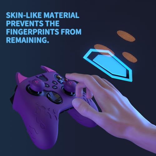 PlayVital Cute Demon Silicone Cover for Xbox Series X/S Controller, Kawaii Anti-Slip Controller Skin Grip Protector for Xbox Core Wireless Controller with Thumb Grip Caps - Purple